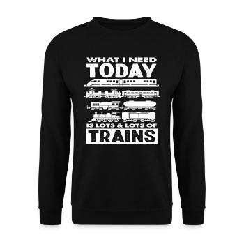 Ce dont j’ai besoin aujourd’hui De nombreux trains - Sweat-shirt Unisexe - noir - Devant - Alina (178cm) & Michal (187cm)