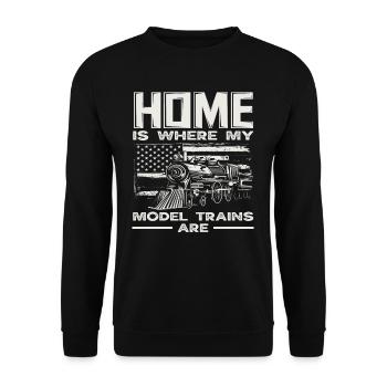 Zuhause Ist Wo Meine Modellzüge Sind - Unisex Pullover - Schwarz - Vorne - Alina (178cm) & Michal (187cm)