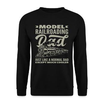 Modelleisenbahn Papa - Einfach Cooler - Unisex Pullover - Schwarz - Vorne - Alina (178cm) & Michal (187cm)