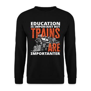 L’éducation est importante, mais les trains sont plus importants - Sweat-shirt Unisexe - noir - Devant - Alina (178cm) & Michal (187cm)