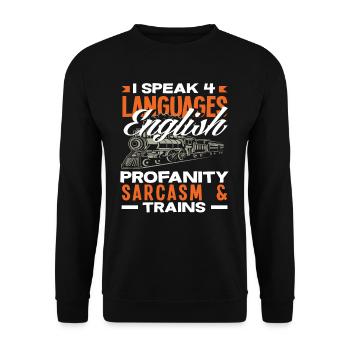 Ich Spreche 4 Sprachen: Englisch, Fluchen, - Unisex Pullover - Schwarz - Vorne - Alina (178cm) & Michal (187cm)