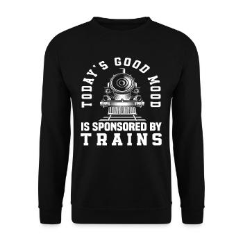 La bonne humeur du jour grâce aux trains - Sweat-shirt Unisexe - noir - Devant - Alina (178cm) & Michal (187cm)