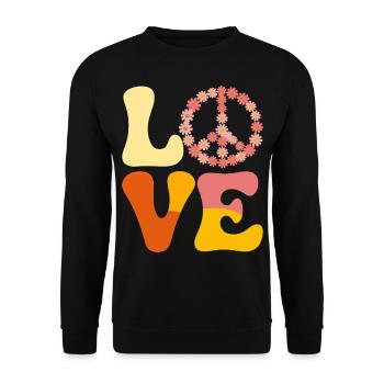 Signe de paix Amour des années 60 des années 70 Costume Groovy Hippie - Sweat-shirt Unisexe - noir - Devant - Alina (178cm) & Michal (187cm)