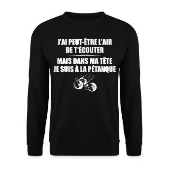 In meinem Kopf, Petanque, Bowling-Geschenk - Unisex Pullover - Schwarz - Vorne - Alina (178cm) & Michal (187cm)