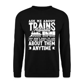 Posez-moi des questions sur les trains en fait - Sweat-shirt Unisexe - noir - Devant - Alina (178cm) & Michal (187cm)