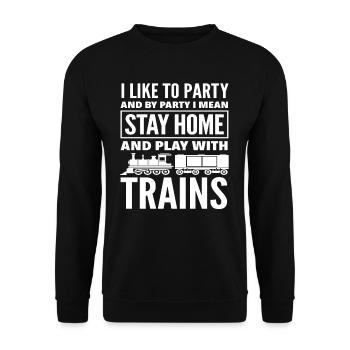 Ich Feiere Gerne Und Bleibe Zuhause Mit Zügen - Unisex Pullover - Schwarz - Vorne - Alina (178cm) & Michal (187cm)
