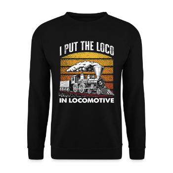 Ich Setze Das Loco In Lokomotive - Unisex Pullover - Schwarz - Vorne - Alina (178cm) & Michal (187cm)