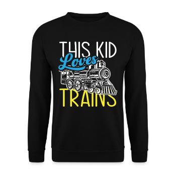This Kid Loves Trains Railroad - Unisex Sweatshirt - black - Front - Alina (178cm) & Michal (187cm)