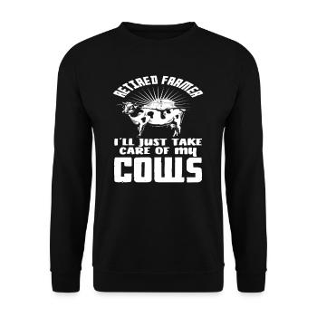 Pensioner farmer will take care of my cows - Unisex Sweatshirt - black - Front - Alina (178cm) & Michal (187cm)