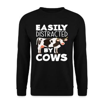 Easily distracted by cows - Unisex Sweatshirt - black - Front - Alina (178cm) & Michal (187cm)