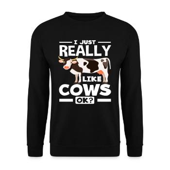 I really like cows ok cow fan - Unisex Sweatshirt - black - Front - Alina (178cm) & Michal (187cm)