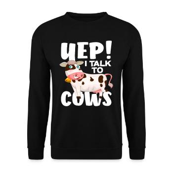 Yep! I talk to cows funny cow - Unisex Sweatshirt - black - Front - Alina (178cm) & Michal (187cm)