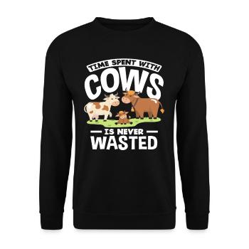 Spending time with cows is never - Unisex Sweatshirt - black - Front - Alina (178cm) & Michal (187cm)