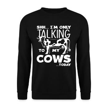 ssh Je ne parle qu’à mes vaches aujourd’hui - Sweat-shirt Unisexe - noir - Devant - Alina (178cm) & Michal (187cm)