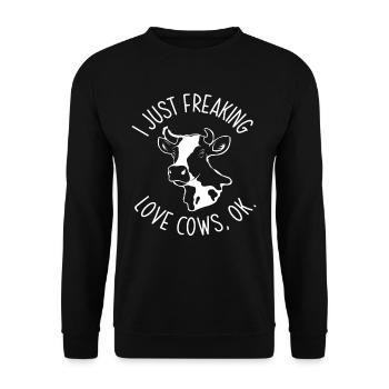 I just love cows, ok - Unisex Sweatshirt - black - Front - Alina (178cm) & Michal (187cm)