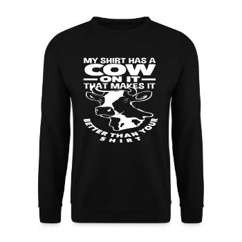 My clothes have a cow on them, that's what it does - Unisex Sweatshirt - black - Front - Alina (178cm) & Michal (187cm)
