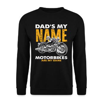 Papa Ist Mein Name Motorräder Sind Mein Spiel - Unisex Pullover - Schwarz - Vorne - Alina (178cm) & Michal (187cm)