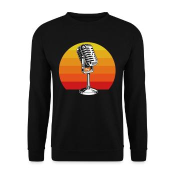 Retro Microphone Design for Music Lovers Karaoke - Unisex Sweatshirt - black - Front - Alina (178cm) & Michal (187cm)