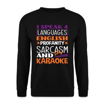 4 langues Anglais Jurons Sarcasme Karaoké - Sweat-shirt Unisexe - noir - Devant - Alina (178cm) & Michal (187cm)