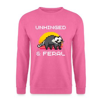 Ungezähmt Und Wild Lustiges Waschbär Pixel Art - Unisex Pullover - Pink - Vorne