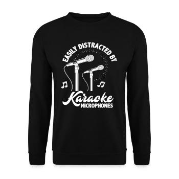 Leicht Ablenkbar Durch Karaoke Mikrofone - Unisex Pullover - Schwarz - Vorne - Alina (178cm) & Michal (187cm)