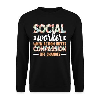 Social workers when action with compassion - Unisex Sweatshirt - black - Front - Alina (178cm) & Michal (187cm)