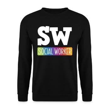 SW Sozialarbeiter Regenbogen - Unisex Pullover - Schwarz - Vorne - Alina (178cm) & Michal (187cm)