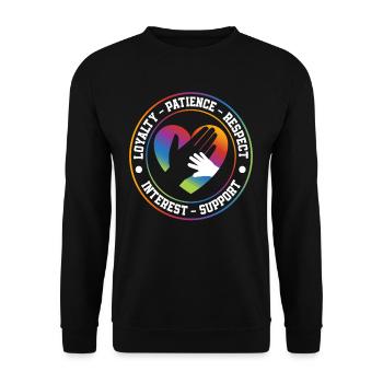 Loyalität Geduld Respekt Interesse Unterstützung - Unisex Pullover - Schwarz - Vorne - Alina (178cm) & Michal (187cm)