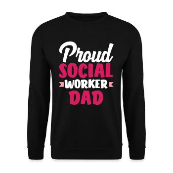 Proud social worker dad - Unisex Sweatshirt - black - Front - Alina (178cm) & Michal (187cm)