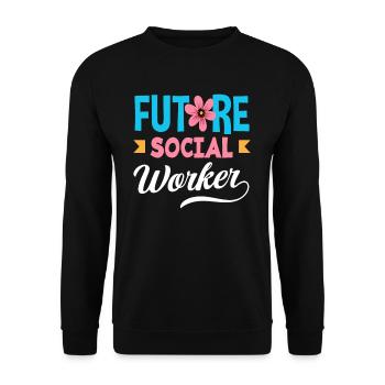 Future social worker with flower - Unisex Sweatshirt - black - Front - Alina (178cm) & Michal (187cm)