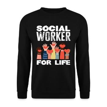 Social Worker for Life - Unisex Sweatshirt - black - Front - Alina (178cm) & Michal (187cm)