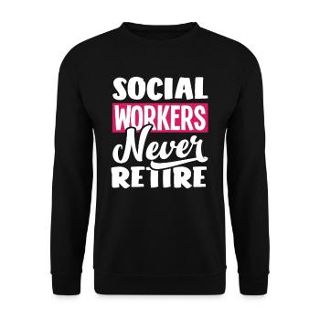 Social workers never stop - Unisex Sweatshirt - black - Front - Alina (178cm) & Michal (187cm)