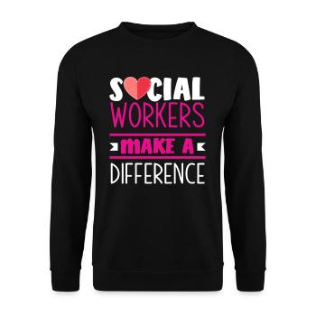 Social workers make a difference - Unisex Sweatshirt - black - Front - Alina (178cm) & Michal (187cm)