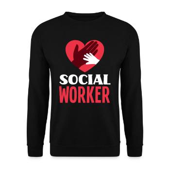 Social Work Heart Hand - Unisex Sweatshirt - black - Front - Alina (178cm) & Michal (187cm)