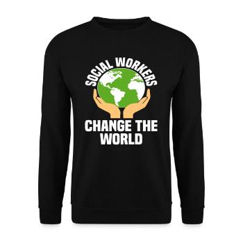 Social workers change the world - Unisex Sweatshirt - black - Front - Alina (178cm) & Michal (187cm)