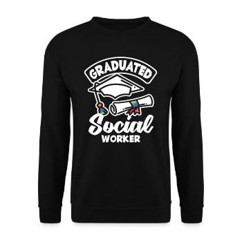 Graduate Social Worker Stolz - Unisex Sweatshirt - black - Front - Alina (178cm) & Michal (187cm)