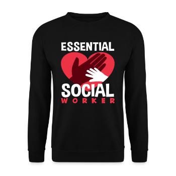 Essential Social Worker Herz Hände - Unisex Pullover - Schwarz - Vorne - Alina (178cm) & Michal (187cm)