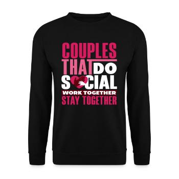 Paare Die Zusammen Soziale Arbeit Machen Bleiben - Unisex Pullover - Schwarz - Vorne - Alina (178cm) & Michal (187cm)
