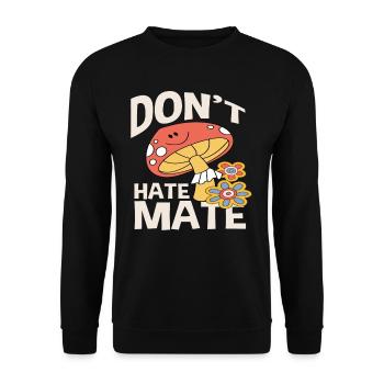 Don't Hate Mate Mushroom Flowers Retro - Unisex Sweatshirt - black - Front - Alina (178cm) & Michal (187cm)