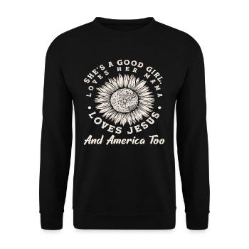 Sie Ist Ein Gutes Mädchen Liebt Ihre Mama Liebt - Unisex Pullover - Schwarz - Vorne - Alina (178cm) & Michal (187cm)