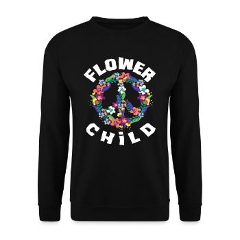 Flower Child Blumenkind Friedenszeichen - Unisex Pullover - Schwarz - Vorne - Alina (178cm) & Michal (187cm)
