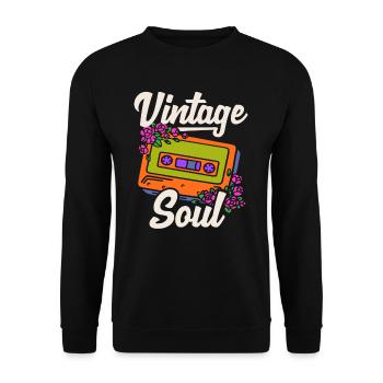 Vintage Hippie Cassette 70's Soul Floral Hippie - Sweat-shirt Unisexe - noir - Devant - Alina (178cm) & Michal (187cm)