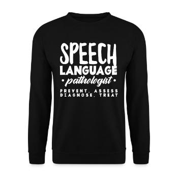 Speech Language Pathologist Prävent Assess - Unisex Sweatshirt - black - Front - Alina (178cm) & Michal (187cm)