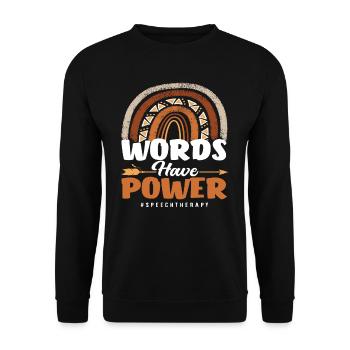 Worte Haben Macht Sprachtherapie - Unisex Pullover - Schwarz - Vorne - Alina (178cm) & Michal (187cm)