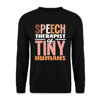 Logopäde Für Kleine Menschen Humor - Unisex Pullover - Schwarz - Vorne - Alina (178cm) & Michal (187cm)