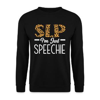 SLP I'm Just Speechie Leopard Print - Unisex Sweatshirt - black - Front - Alina (178cm) & Michal (187cm)