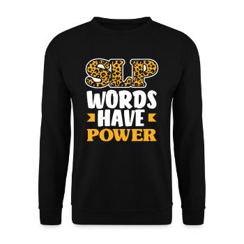 Les mots SLP ont du pouvoir Déclaration élégante - Sweat-shirt Unisexe - noir - Devant - Alina (178cm) & Michal (187cm)