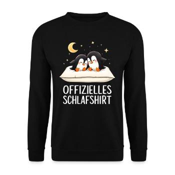 Official Sleep Shirt Penguins Penguin Pair - Unisex Sweatshirt - black - Front - Alina (178cm) & Michal (187cm)
