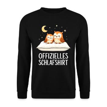 Offizielles Schlafshirt Eulen Eule Paar - Unisex Pullover - Schwarz - Vorne - Alina (178cm) & Michal (187cm)