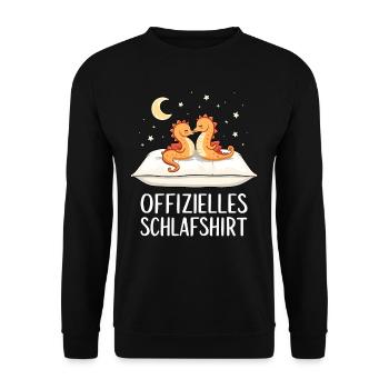 Official Seahorse Sleep Shirt Seahorse Pair - Unisex Sweatshirt - black - Front - Alina (178cm) & Michal (187cm)